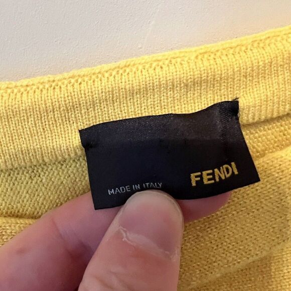 Fendi Womens Cashmere Colorblock Mesh White Yellow Black Size 40 - Picture 2 of 12